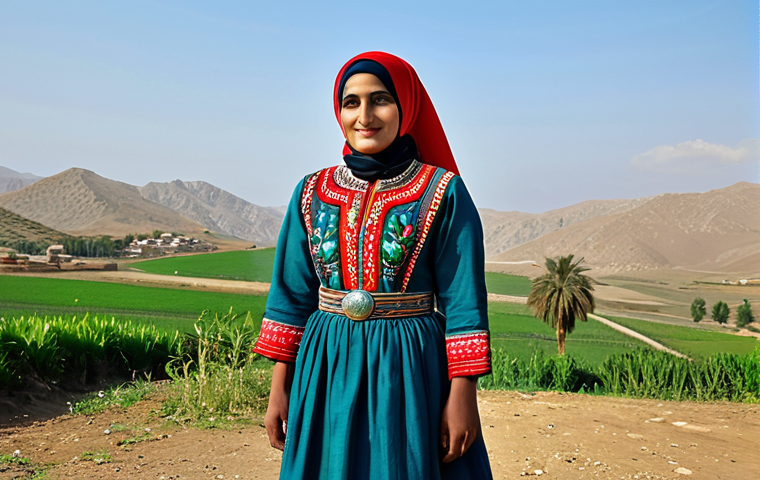 **

"A traditionally dressed woman in a colorful, embroidered Kavarian dress with a detailed belt and head covering, standing in a sunny, rural Kavarian landscape. The dress features bright reds, blues, and greens with symbolic embroidery. Safe for work, appropriate content, fully clothed, modest attire, perfect anatomy, natural proportions, family-friendly."

**
